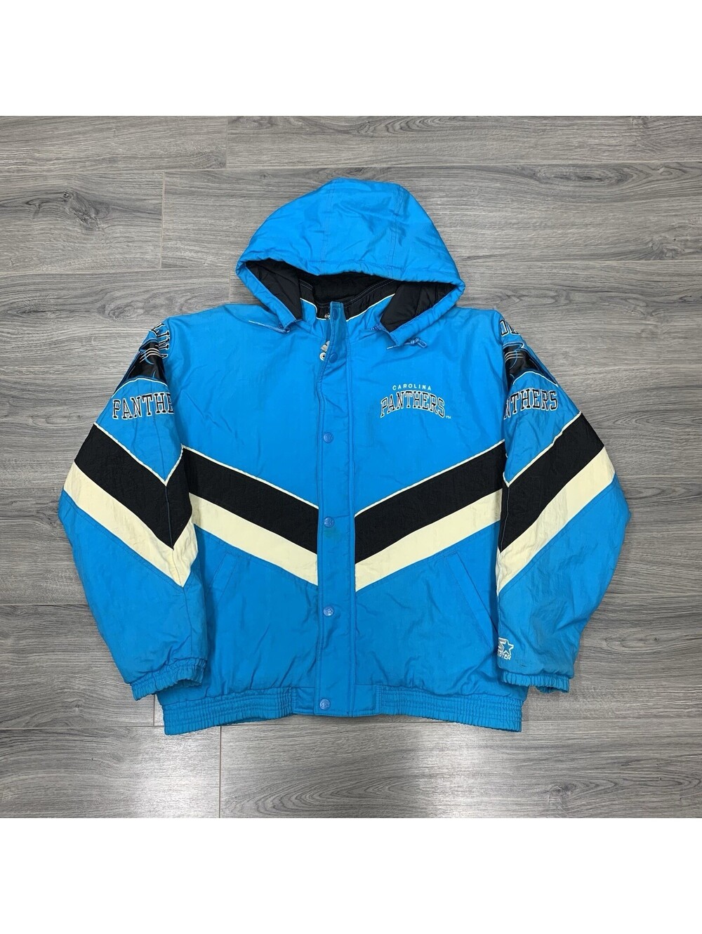 Vintage Starter Carolina Panthers Jacket Large Rare Men’s Blue Pro Line Hooded